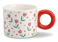 Cute Porcelain Mug Tulip Hearts Red