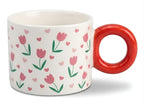Cute Porcelain Mug Tulip Hearts Red