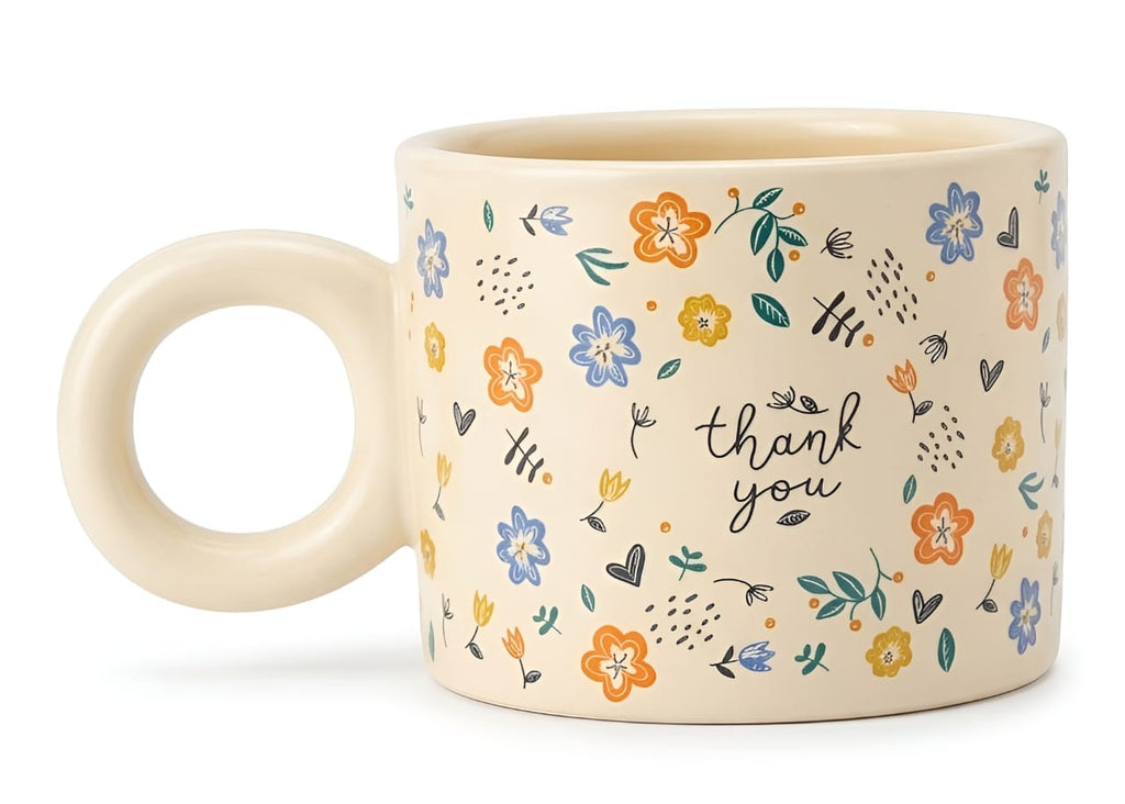 Cute Porcelain Mug Thank You Cream