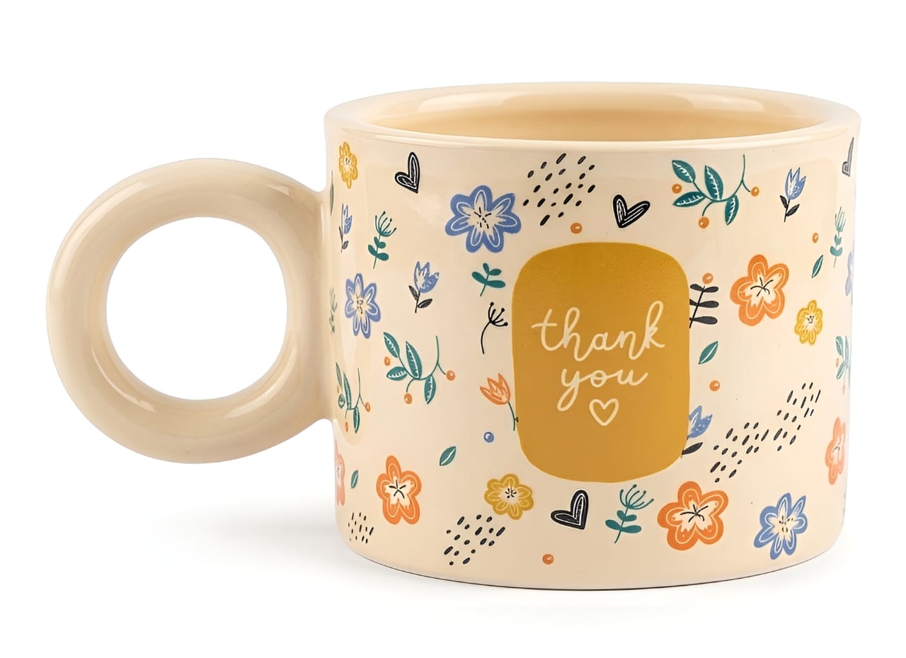 Cute Porcelain Mug Thank You Floral
