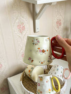 Floral Ditsy Porcelain Mug – Red Handle