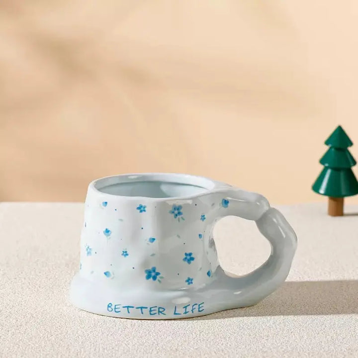 Cute Porcelain Mug Blue Forget-Me-Not