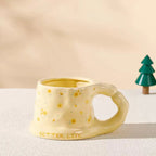 Cute Porcelain Mug Yellow Daisy Puffy