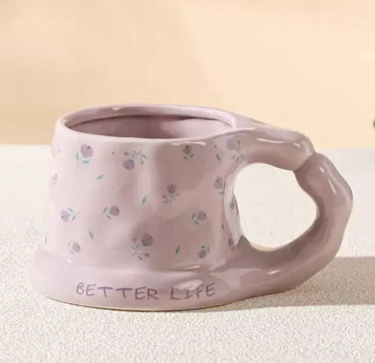 Cute Porcelain Mug Lilac Purple Flower