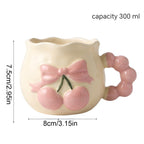 Cute Pink Heart Handle Porcelain Mug