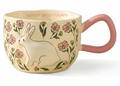 Cute Porcelain Mug Rabbit Flowers Pink