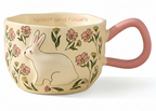 Cute Porcelain Mug Rabbit Flowers Pink