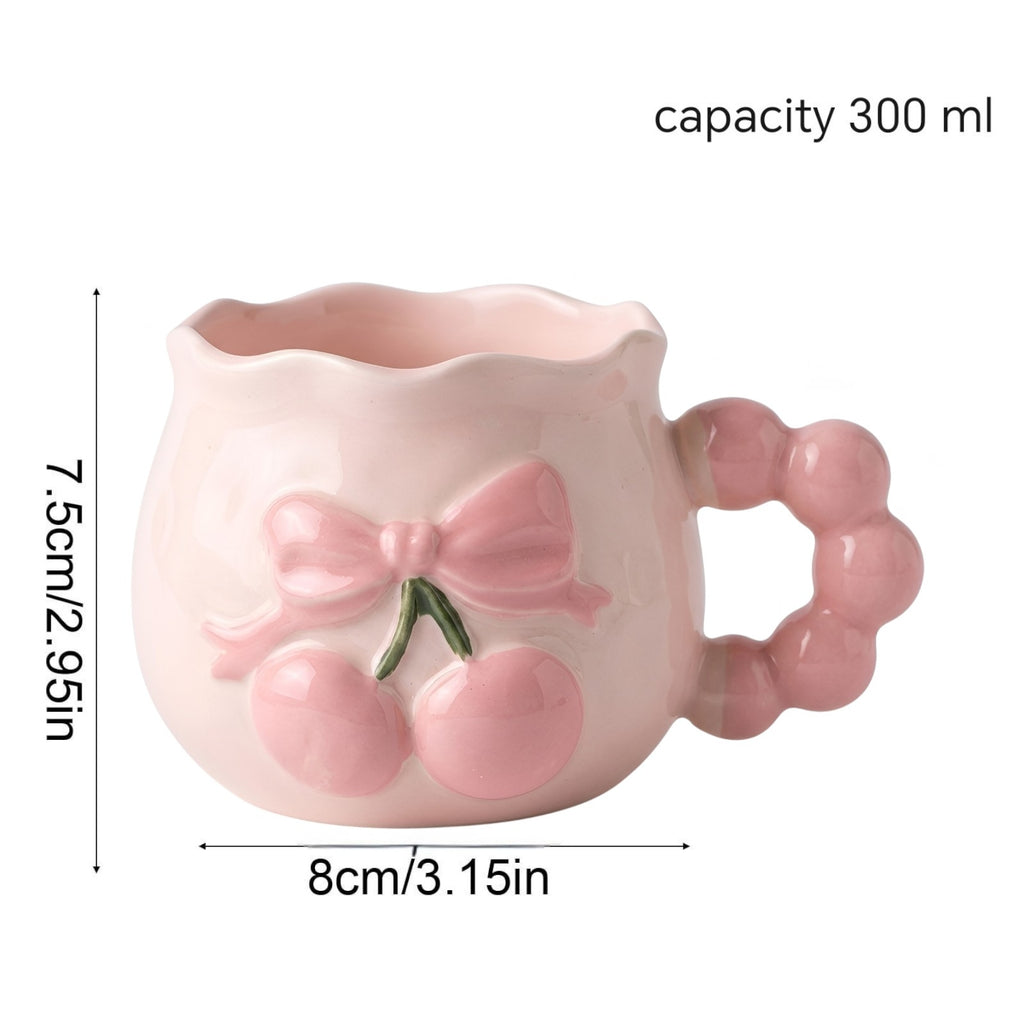 Cute Blue Heart Handle Porcelain Mug