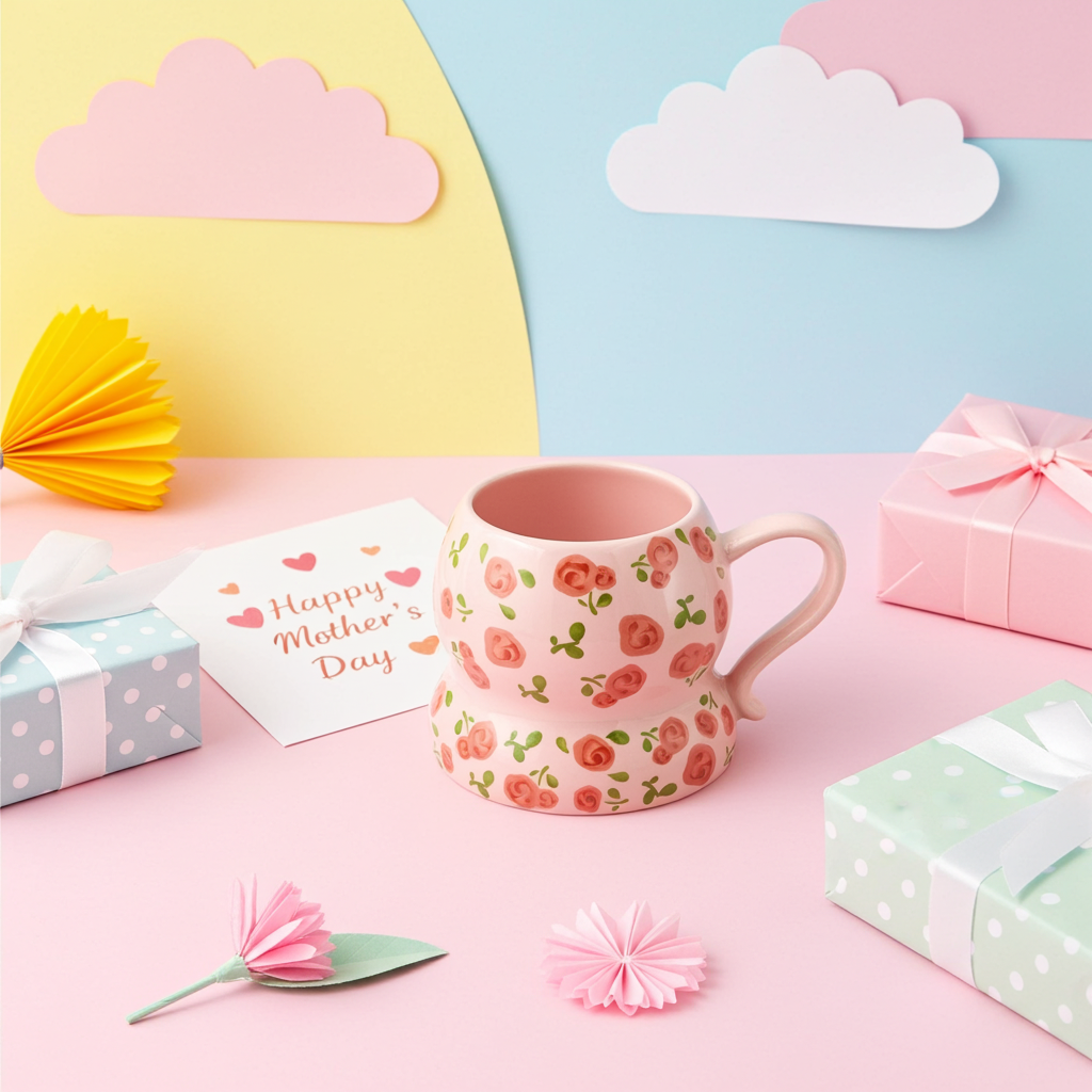 Cute Porcelain Mug Rose Scatter Pink