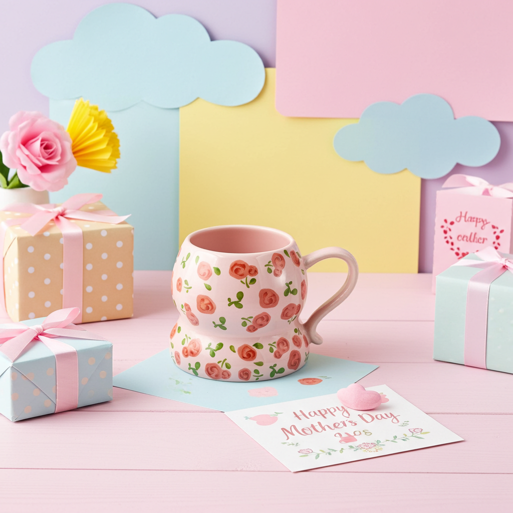Cute Porcelain Mug Rose Scatter Pink