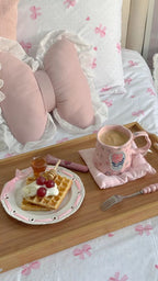 Cute Porcelain Mug Handmade Floral Pink