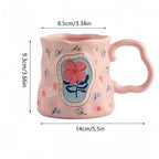 Cute Porcelain Mug Handmade Floral Pink