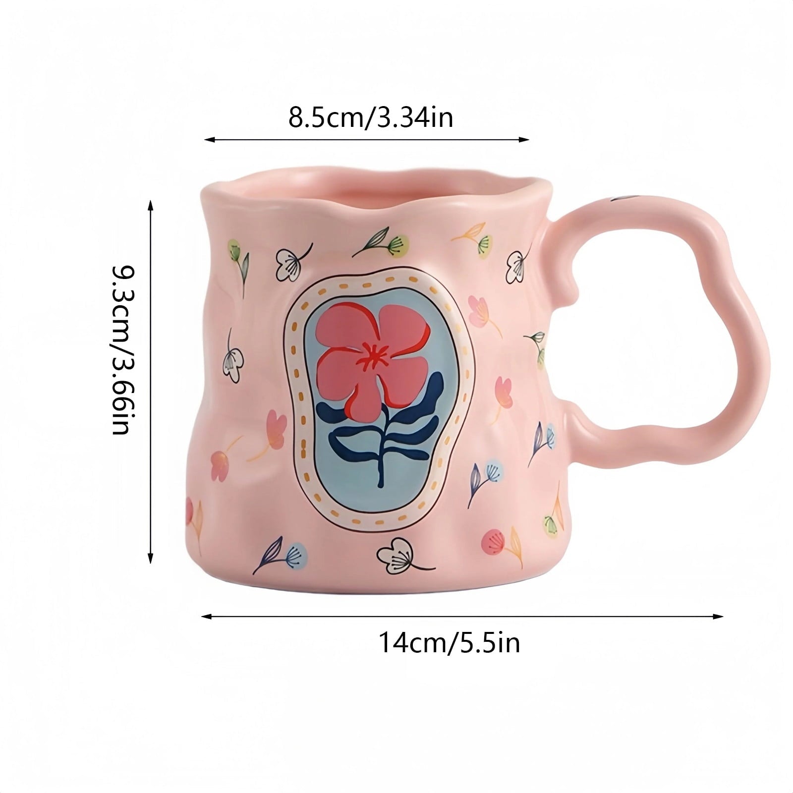 Cute Porcelain Mug Handmade Floral Pink