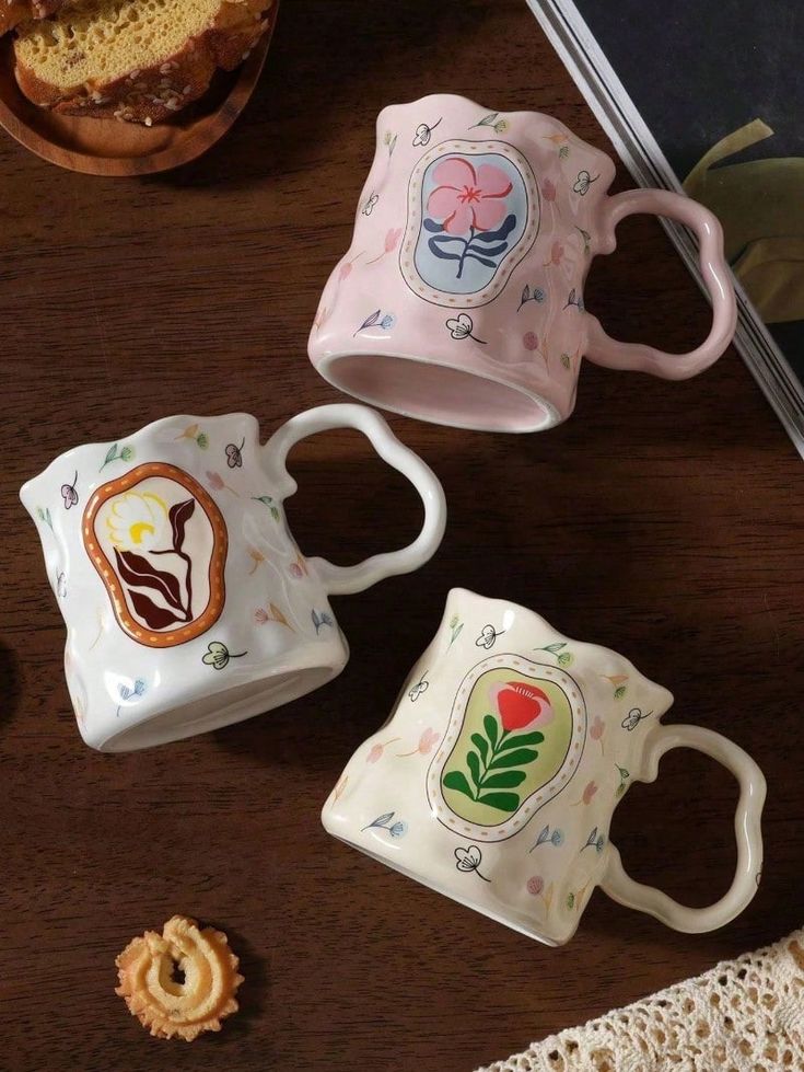 Cute Porcelain Mug Handmade Daisy Cream