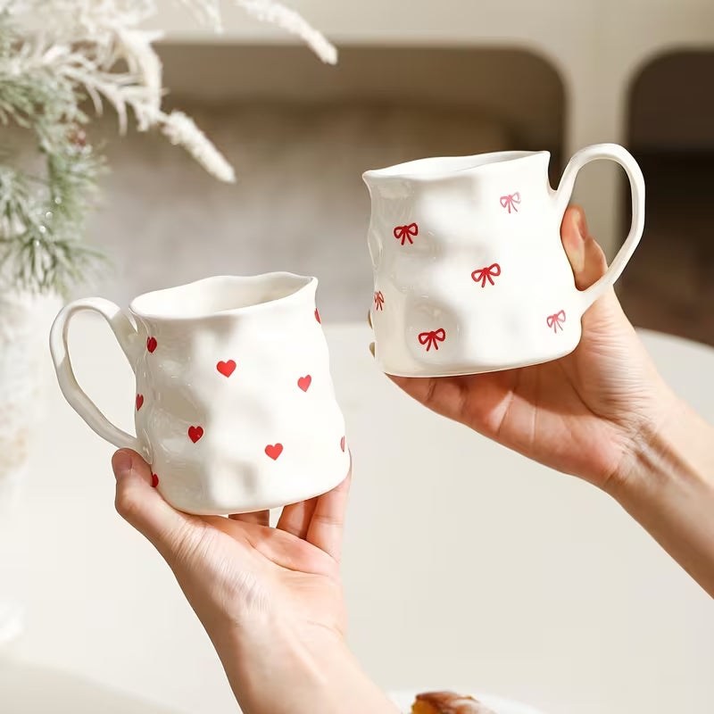 Cute Porcelain Mug Mini Red Hearts