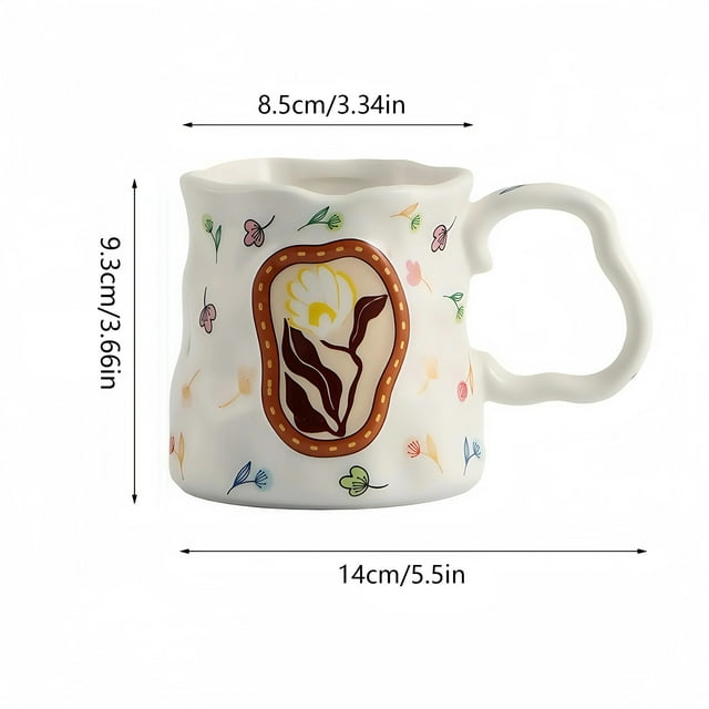 Cute Porcelain Mug Handmade Daisy Cream