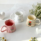 Cute Porcelain Mug Handmade Floral Pink