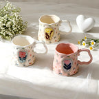 Cute Porcelain Mug Handmade Floral Pink