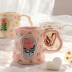 Cute Porcelain Mug Handmade Floral Pink