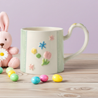 Cute Porcelain Mug 3D Flowers Green