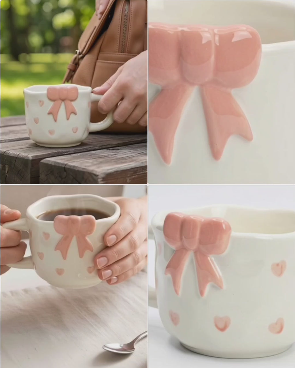 Cute Porcelain Mug 3D Pink Bow